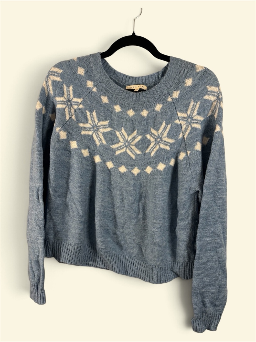 Copper Key Blue Crewneck Snowflake Pullover